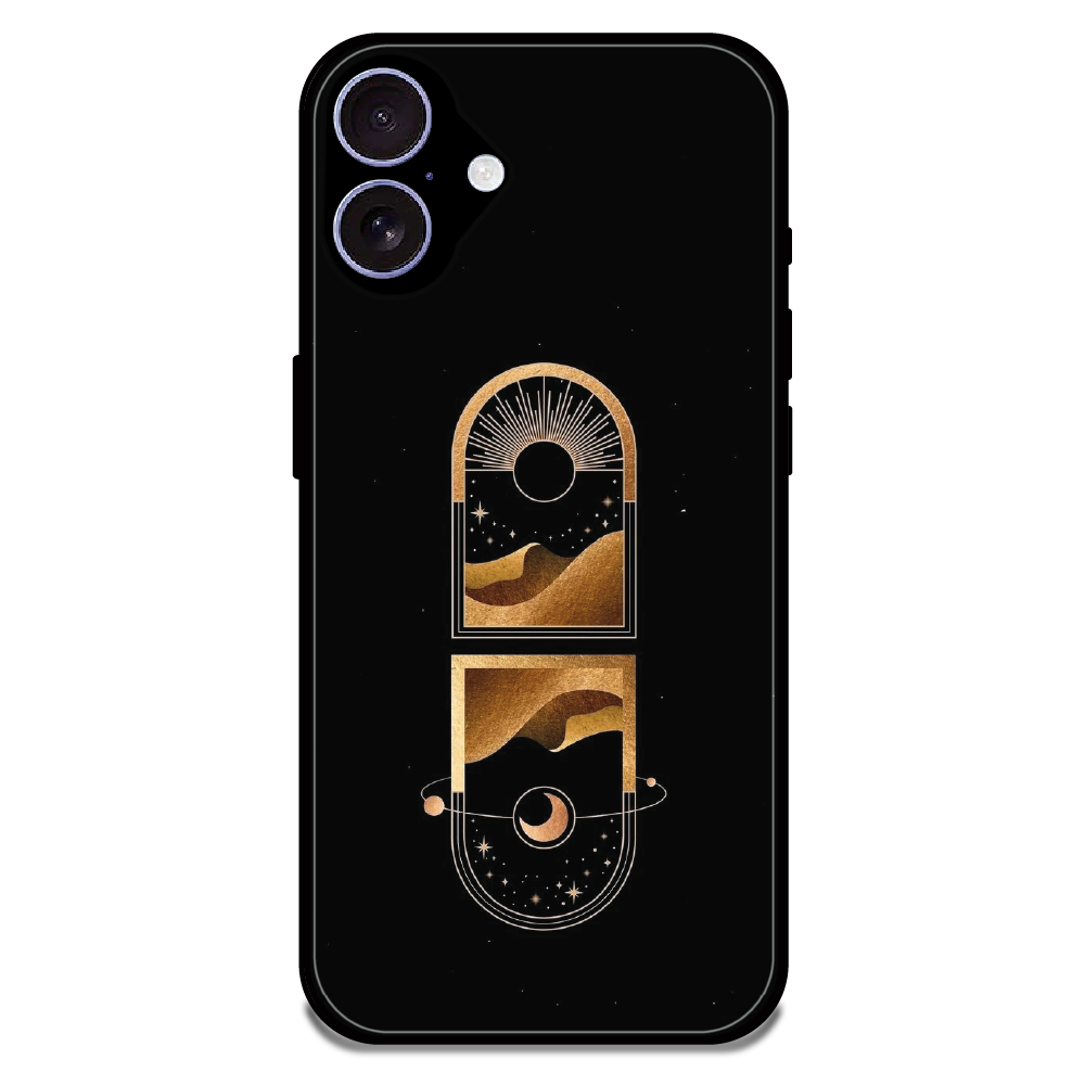 Golden Geometry - Glossy Metal Silicone Case For Apple iPhone 16