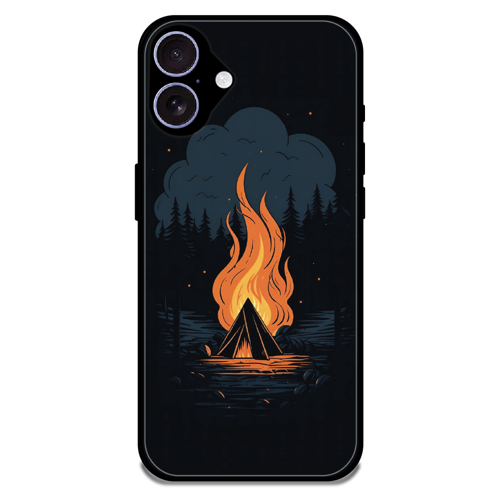 Midnight Campfire Adventure - Glossy Metal Silicone Case For Apple iPhone 16