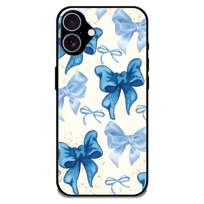 Soft Blue Bowcore - Glossy Metal Silicone Case For Apple iPhone 16