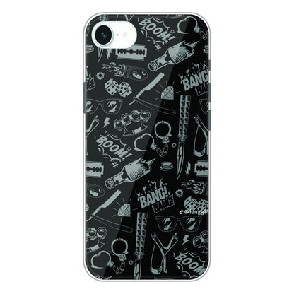 Black Graphic Street Art - Printed Silicone Case For Apple iPhone 16e