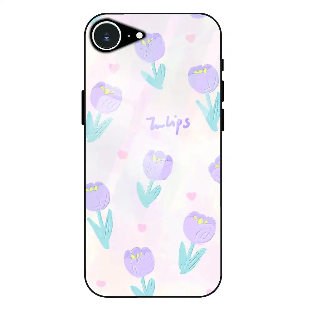 Pastel Tulip Floral - Glass Case For Apple iPhone 16e