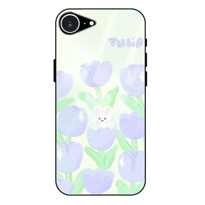 Cute Bunny Tulip - Glass Case For Apple iPhone 16e