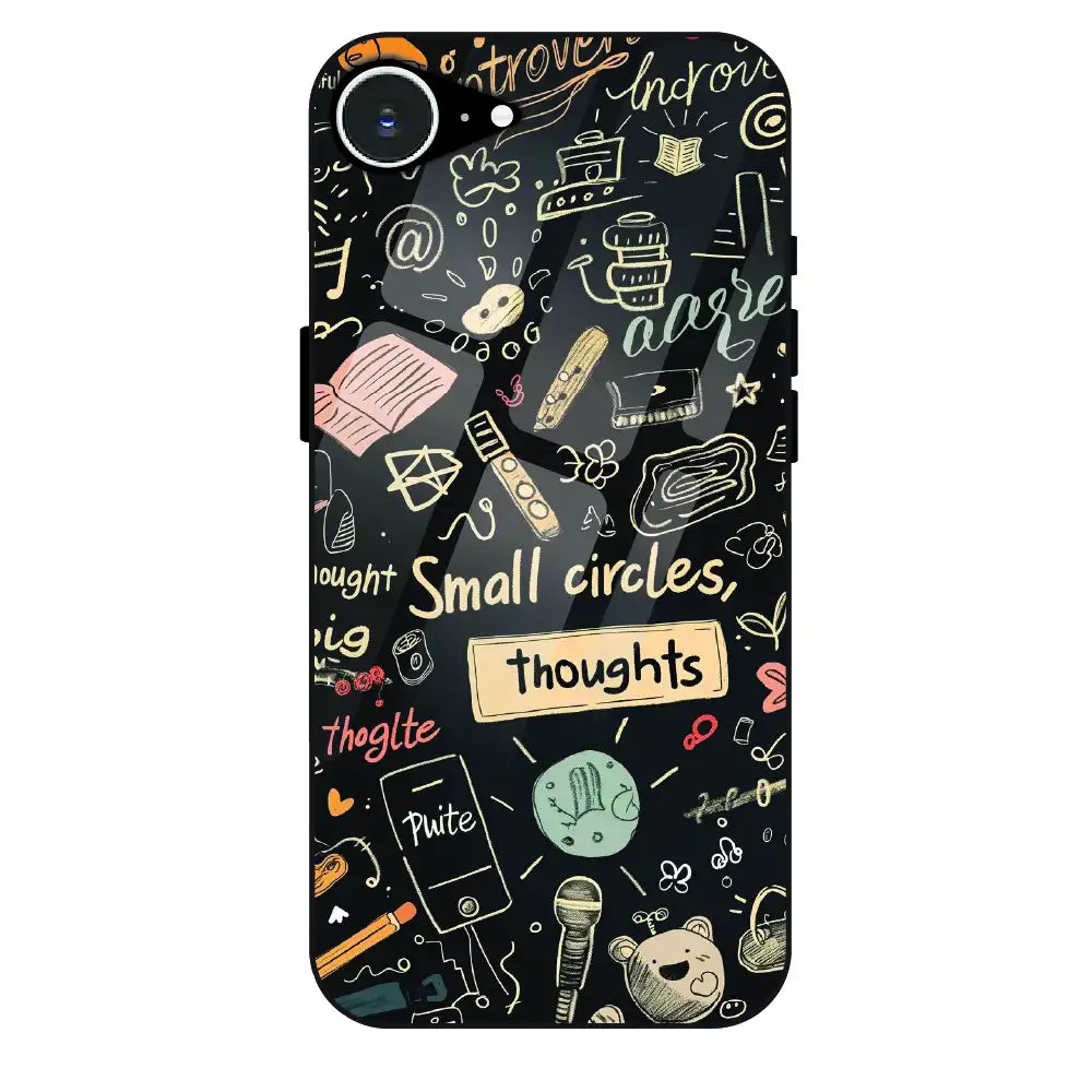 Thought Doodle Noir - Glass Case For Apple iPhone 16e