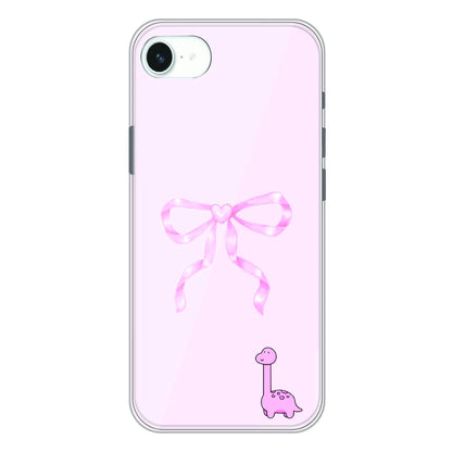Cute Pink Dino Bow - Printed Silicone Case For Apple iPhone 16e