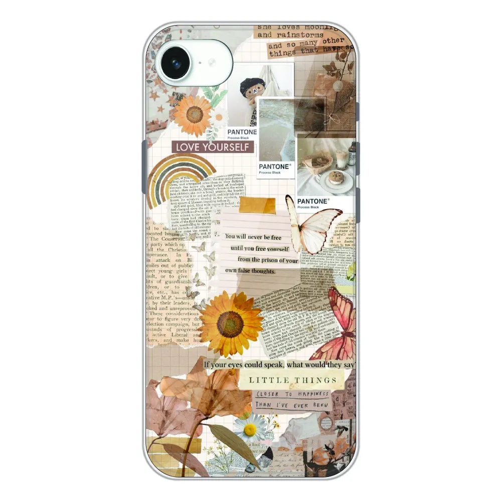 Aesthetic Butterfly & Sunflower - Printed Silicone Case For Apple iPhone 16e