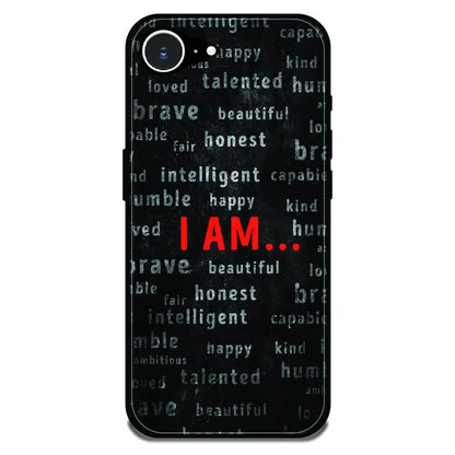 I Am Affirmation Quote - Glossy Metal Silicone Case For Apple iPhone 16e