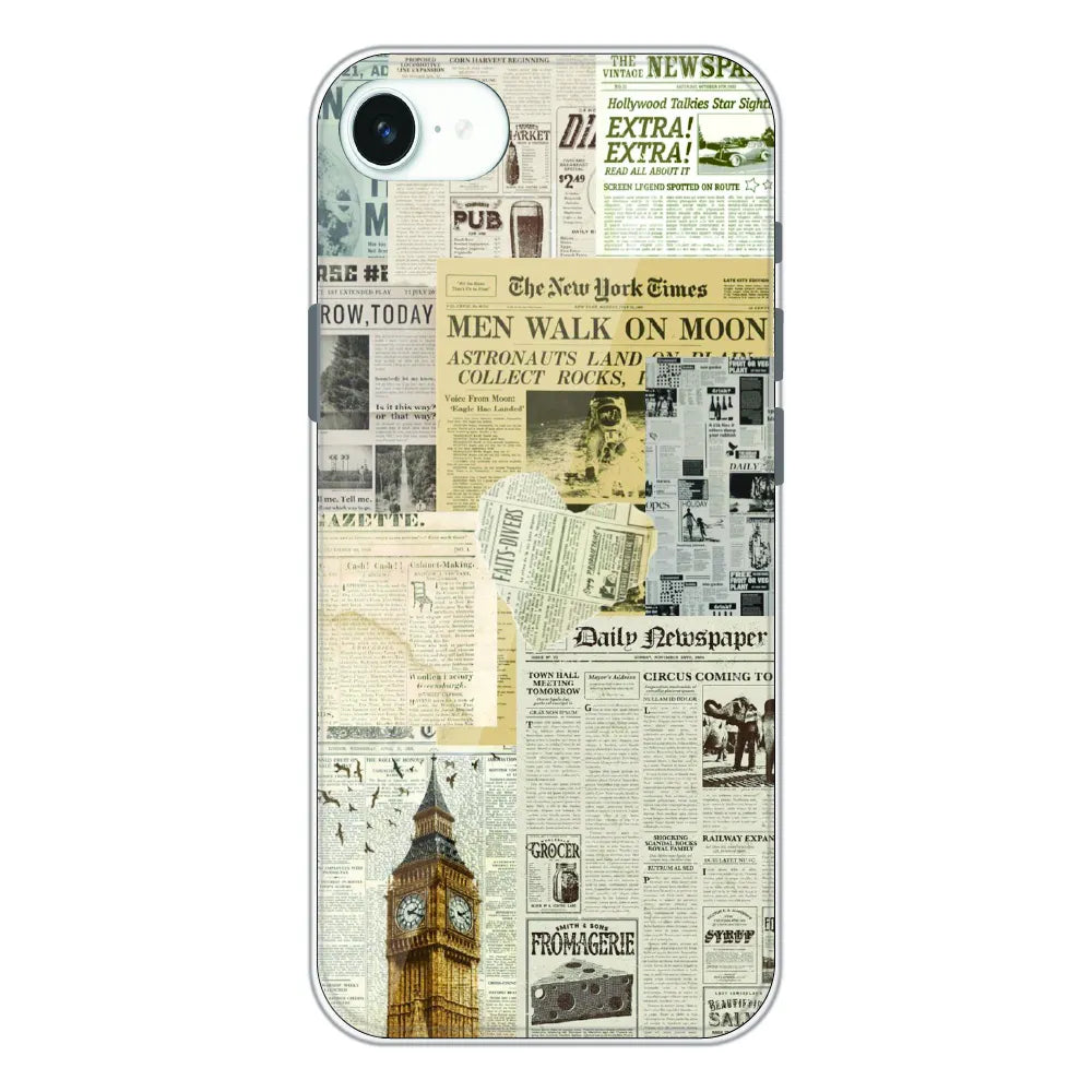 Vintage Newspaper Collage - Printed Silicone Case For Apple iPhone 16e