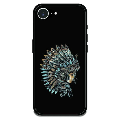 Tribal Warrior Feather Headdress - Glossy Metal Silicone Case For Apple iPhone 16e