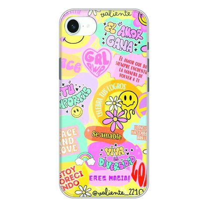 Colorful Amor Positivity Collage - Printed Silicone Case For Apple iPhone 16e