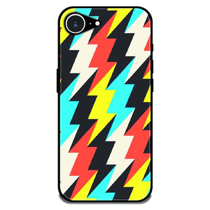 Retro Lightning Bolt Pattern - Glossy Metal Silicone Case For Apple iPhone 16e