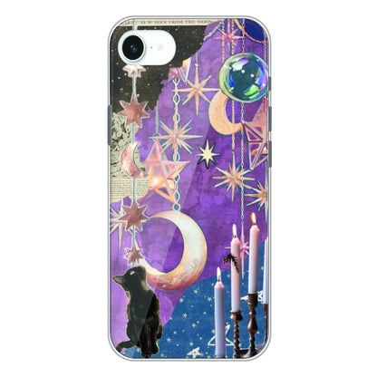 Celestial Moon Cat Art - Printed Silicone Case For Apple iPhone 16e