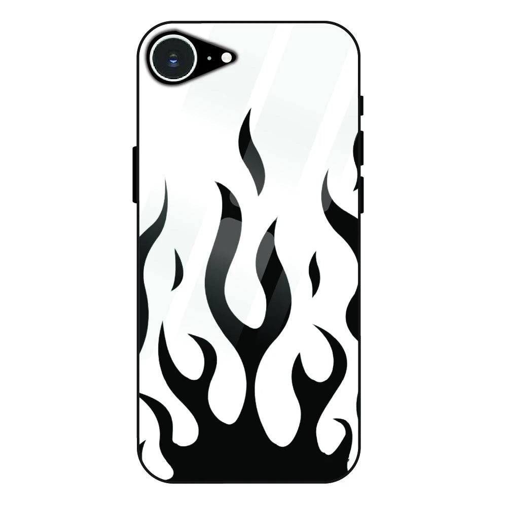 Monochrome Flame Art - Glass Case For Apple iPhone 16e