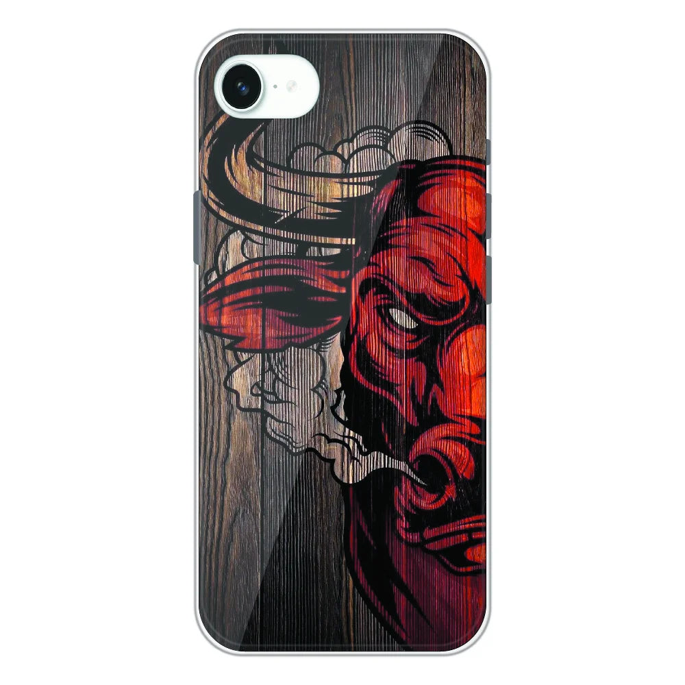 Abstract Red Mask Wood Art - Printed Silicone Case For Apple iPhone 16e