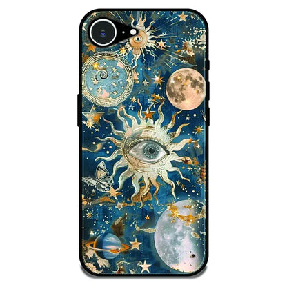 Mystic Cosmic Eye Galaxy - Glossy Metal Silicone Case For Apple iPhone 16e