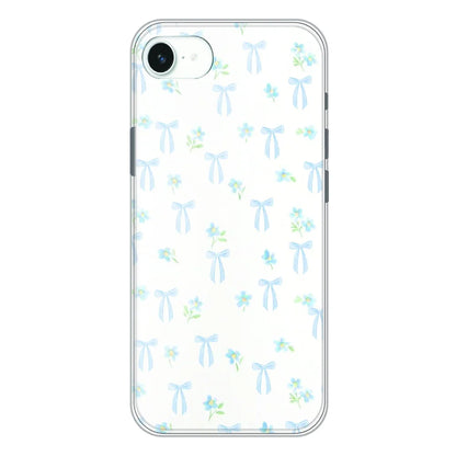 Soft Blue Bow Floral - Printed Silicone Case For Apple iPhone 16e