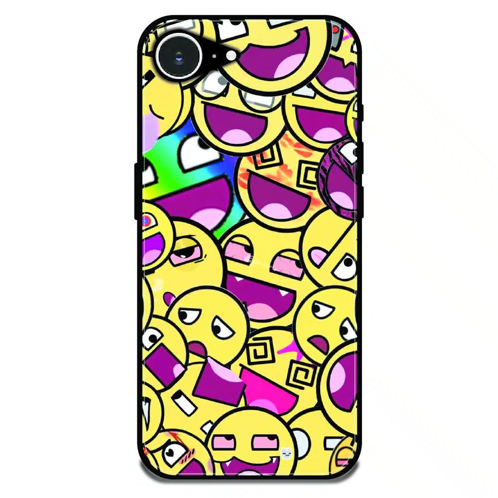 Emoji Chaos Pop Art - Glossy Metal Silicone Case For Apple iPhone 16e
