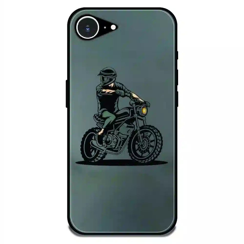Vintage Biker Rider Art - Glossy Metal Silicone Case For Apple iPhone 16e