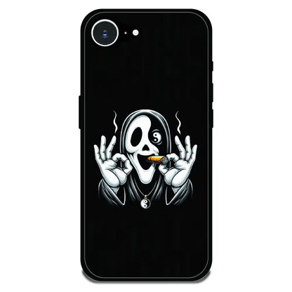 Smoky Skull Chill - Glossy Metal Silicone Case For Apple iPhone 16e