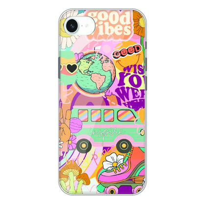 Good Vibes Retro Travel Art - Printed Silicone Case For Apple iPhone 16e