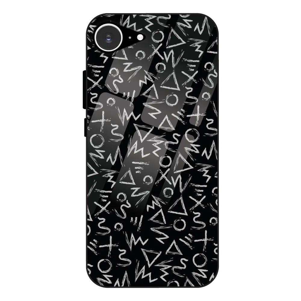 Geometric Black & White Pattern - Glass Case For Apple iPhone 16e