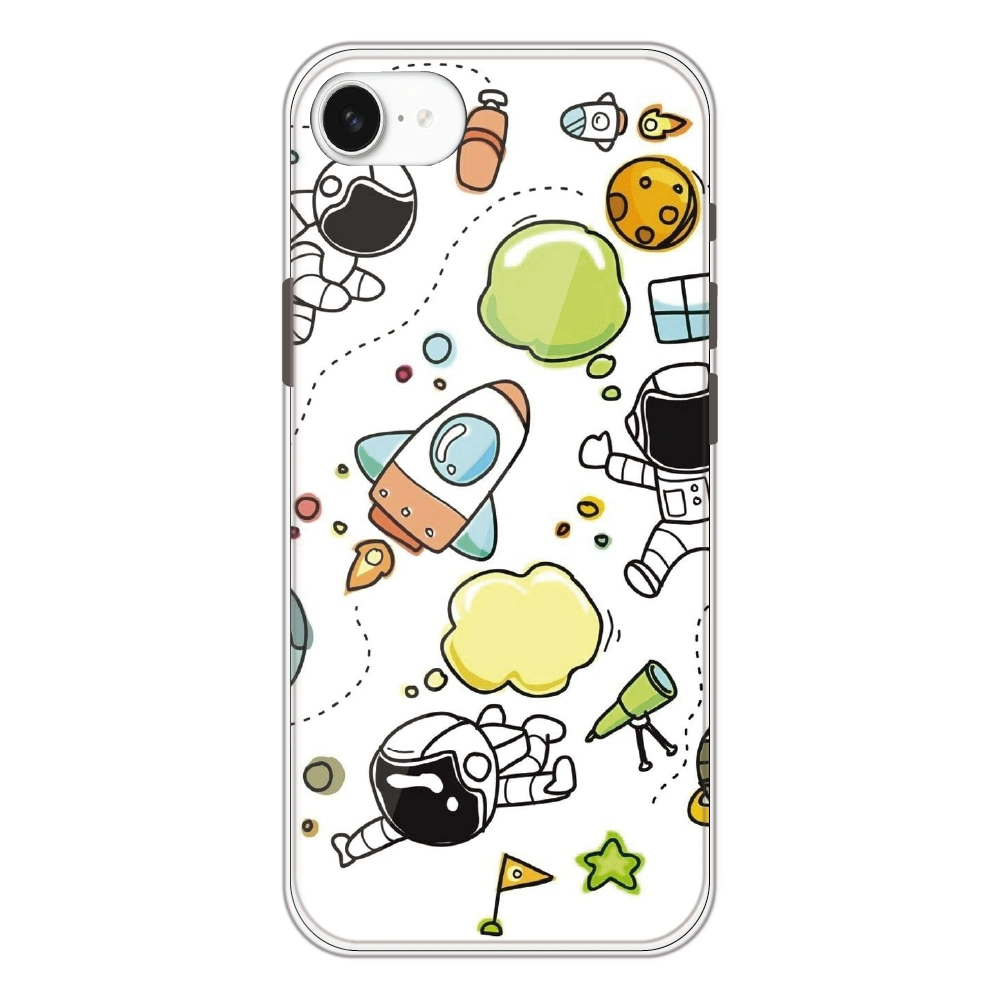 Cute Rocket & Galaxy - Printed Silicone Case For Apple iPhone 16e