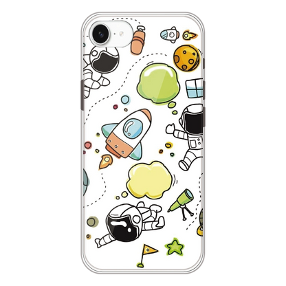 Cute Rocket & Galaxy - Printed Silicone Case For Apple iPhone 16e