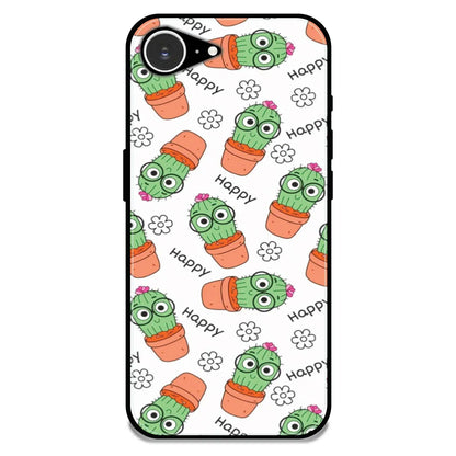 Cute Cactus Happy - Glossy Metal Silicone Case For Apple iPhone 16E