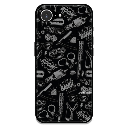 Black Graphic Street Art - Glossy Metal Silicone Case For Apple iPhone 16E