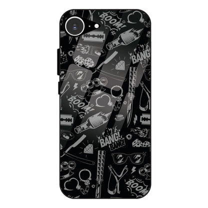 Black Graphic Street Art - Glass Case For Apple iPhone 16E