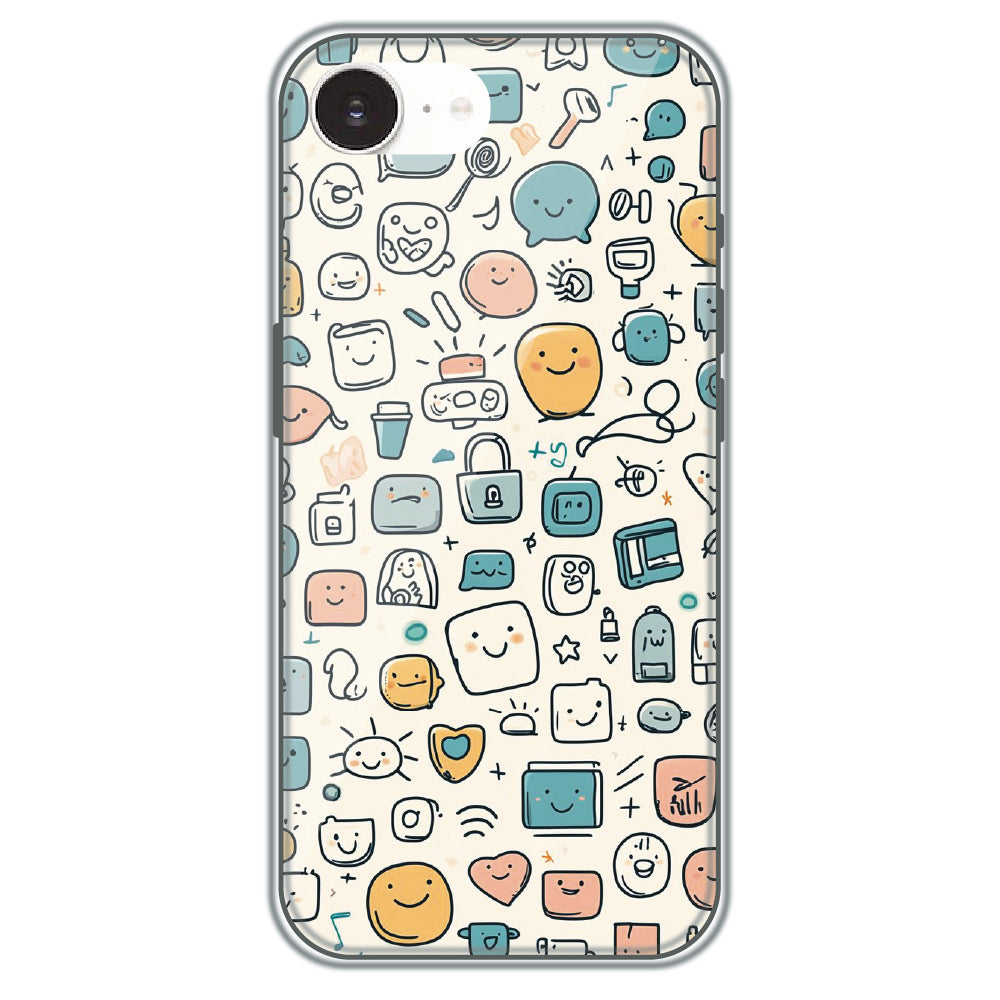 Happy Doodle Icons - Printed Silicone Case for Apple iPhone 16e