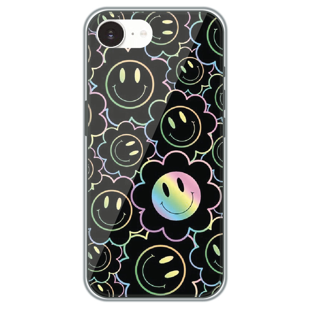 Holographic Smiley Bloom - Printed Silicone Case for Apple iPhone 16e