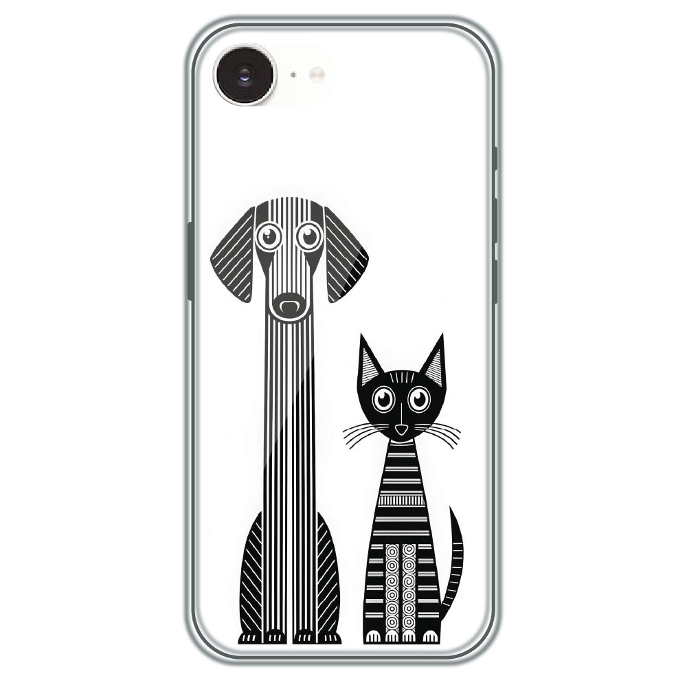 Line Art Dog & Cat - Printed Silicone Case for Apple iPhone 16e
