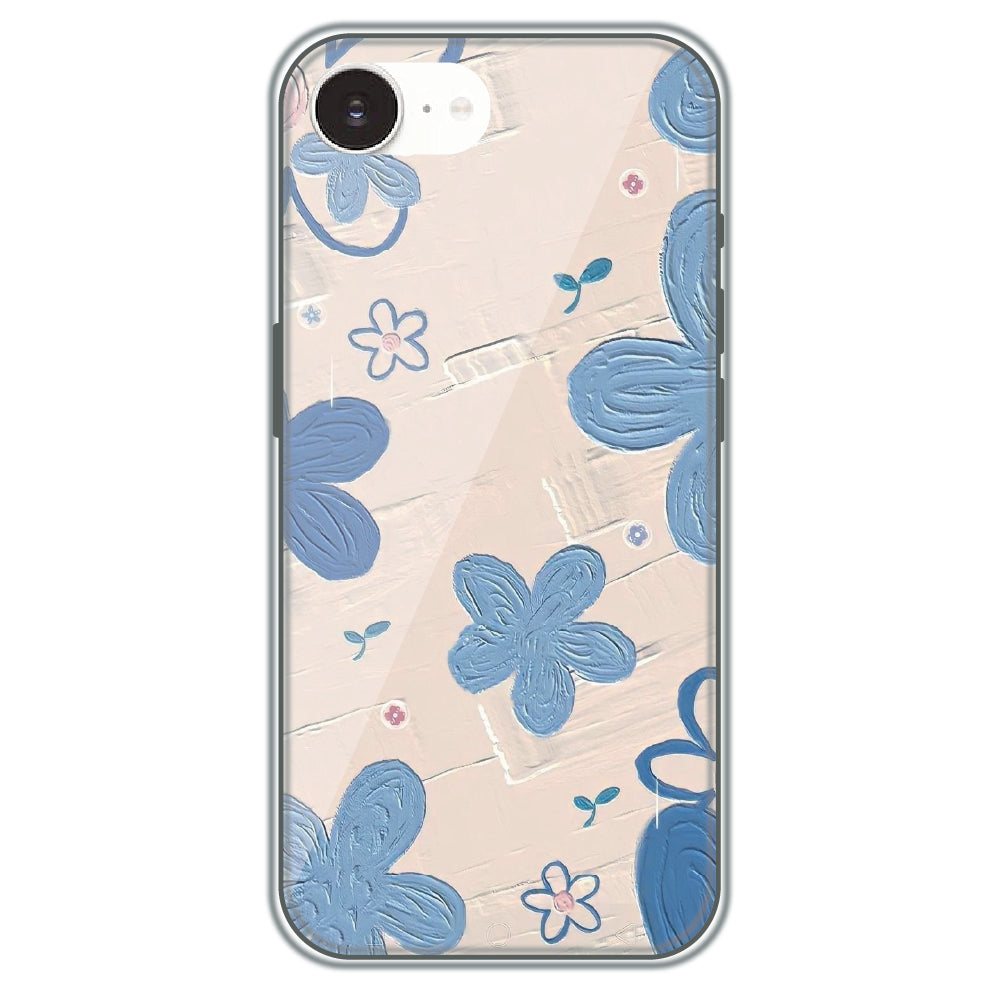Textured Blue Blossoms - Printed Silicone Case for Apple iPhone 16e