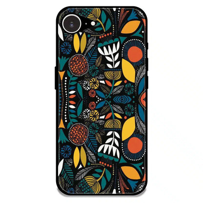 Folk Floral Night Garden - Glossy Metal Silicone Case For Apple iPhone 16e