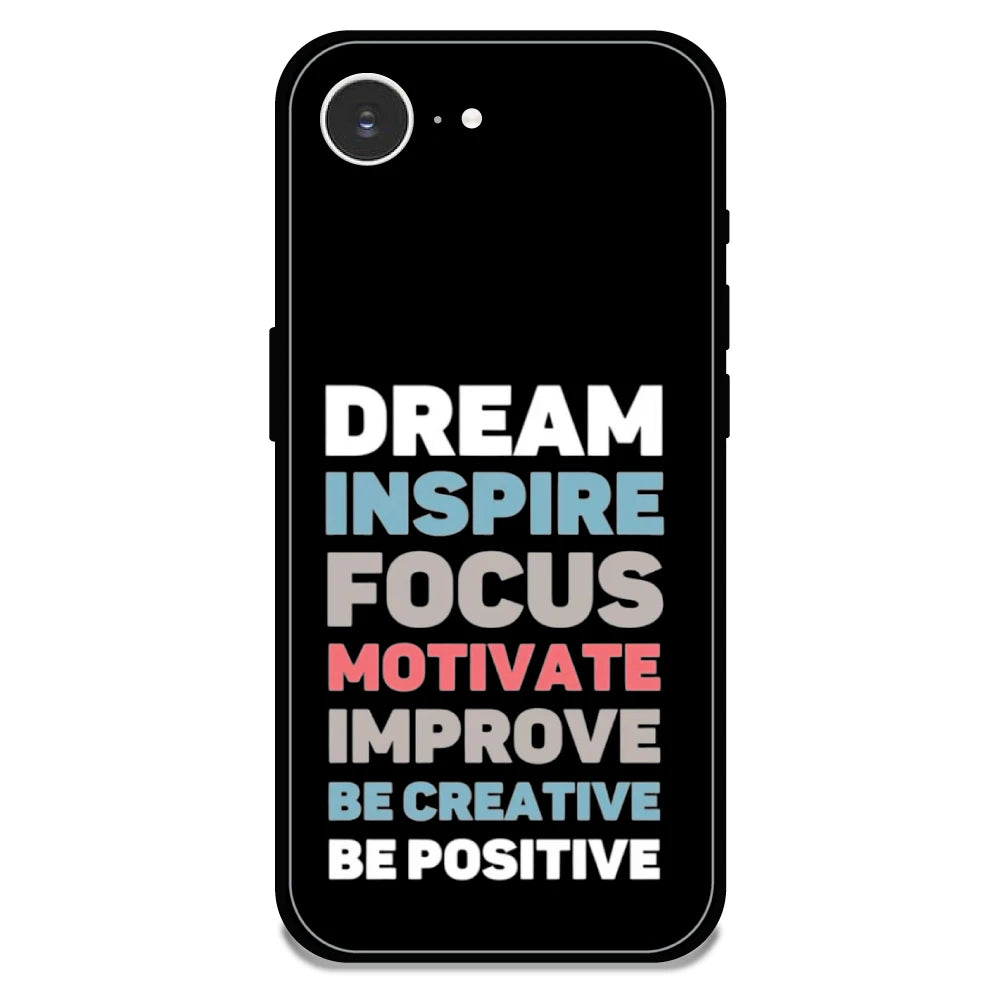 Dream Inspire Focus Typography - Glossy Metal Silicone Case For Apple iPhone 16E