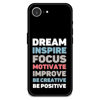 Dream Inspire Focus Typography - Glossy Metal Silicone Case For Apple iPhone 16E