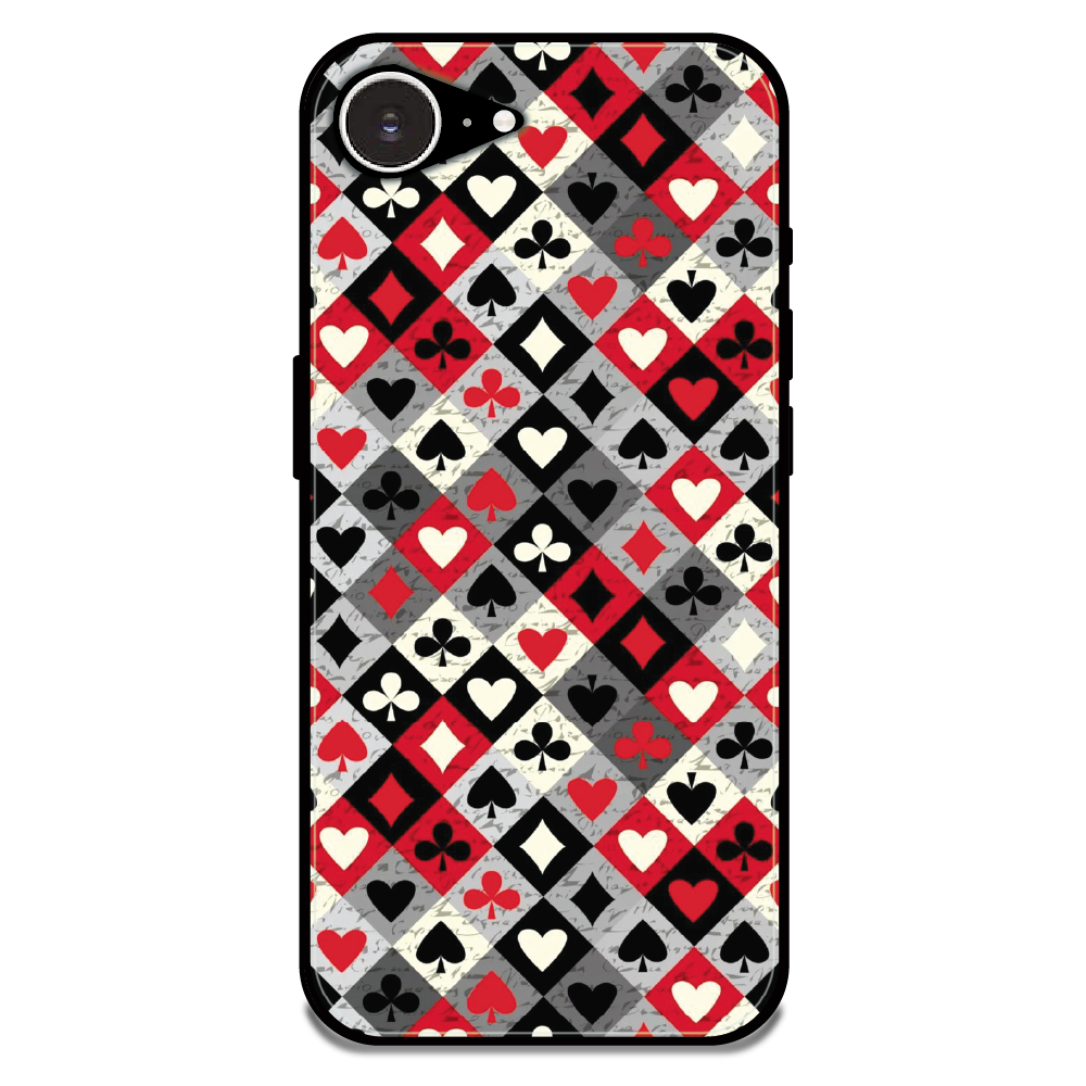 Classic Card Symbols - Glossy Metal Silicone Case For Apple iPhone 16e