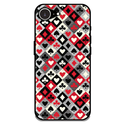 Classic Card Symbols - Glossy Metal Silicone Case For Apple iPhone 16e