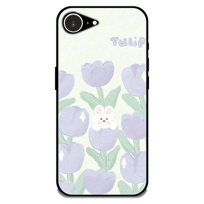 Cute Bunny Tulip - Glossy Metal Silicone Case For Apple iPhone 16e