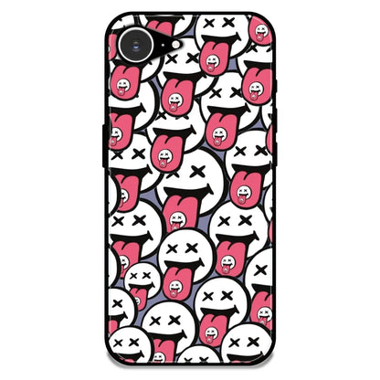 Funny Cartoon Faces - Glossy Metal Silicone Case For Apple iPhone 16E
