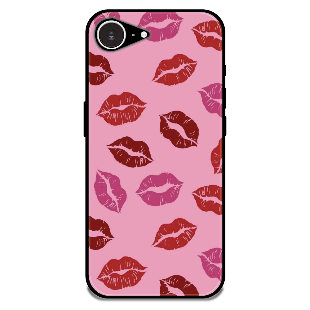 Pink Lips Pop Art Pattern - Glossy Metal Silicone Case For Apple iPhone 16e