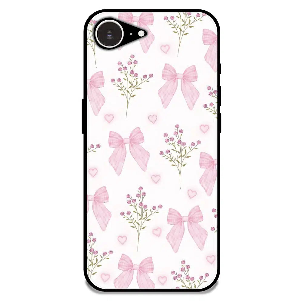 Pink Bow Floral Pattern - Glossy Metal Silicone Case For Apple iPhone 16e
