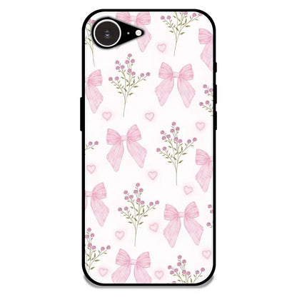 Pink Bow Floral Pattern - Glossy Metal Silicone Case For Apple iPhone 16e