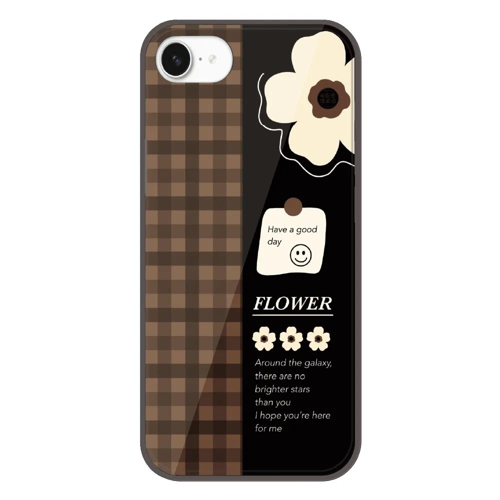 Brown Checkered Flower Quote - Printed Silicone Case For Apple iPhone 16e