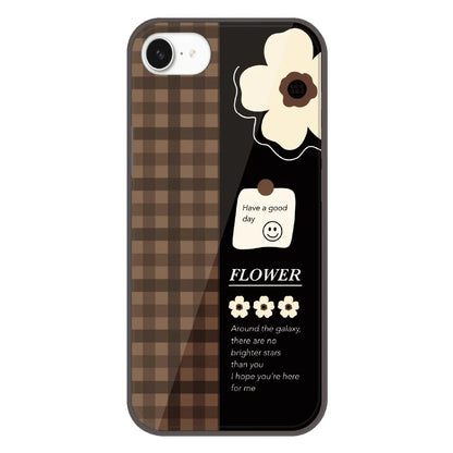 Brown Checkered Flower Quote - Printed Silicone Case For Apple iPhone 16e