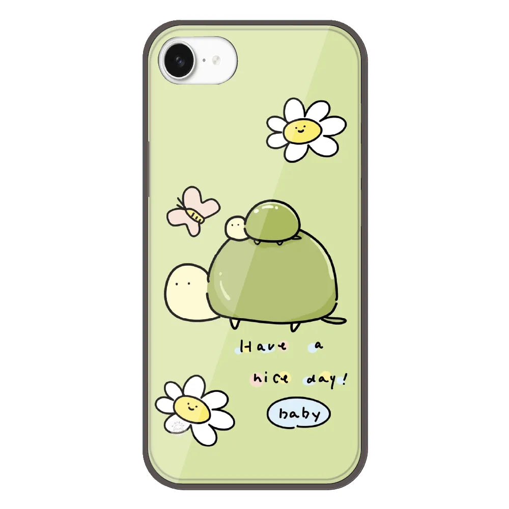 Cute Turtle & Daisy “Have a Nice Day” - Printed Silicone Case For Apple iPhone 16e
