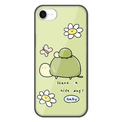 Cute Turtle & Daisy “Have a Nice Day” - Printed Silicone Case For Apple iPhone 16e