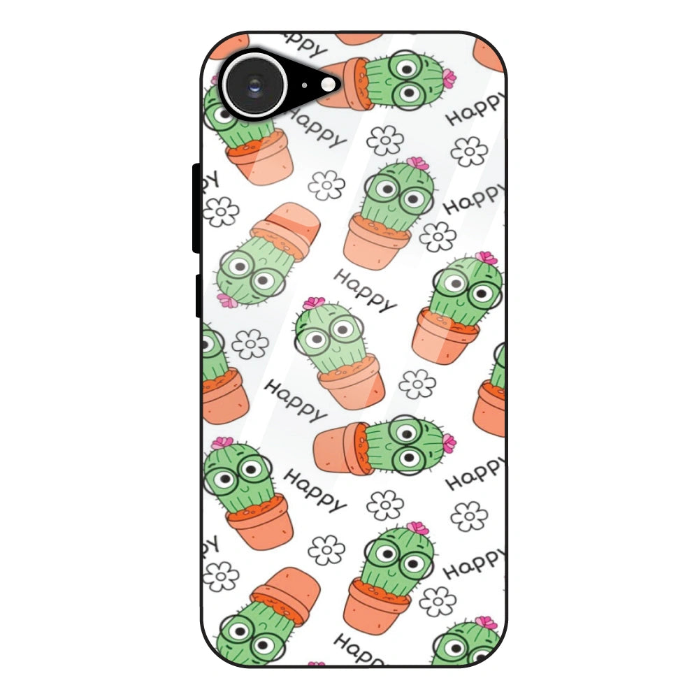 Cute Cactus Happy - Glass Case For Apple iPhone 16e