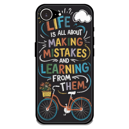 Motivational Quote Bicycle Art - Glossy Metal Silicone Case For Apple iPhone 16e