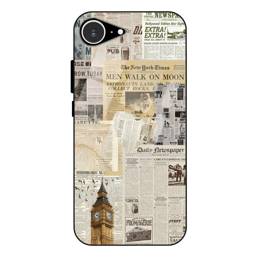 Vintage Newspaper Collage - Glass Case For Apple iPhone 16e